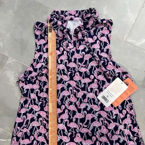 X by Gottex Women's Flamingo Ruffle Sleeveless Golf Polo Shirt NWT - Picture 7 of 13